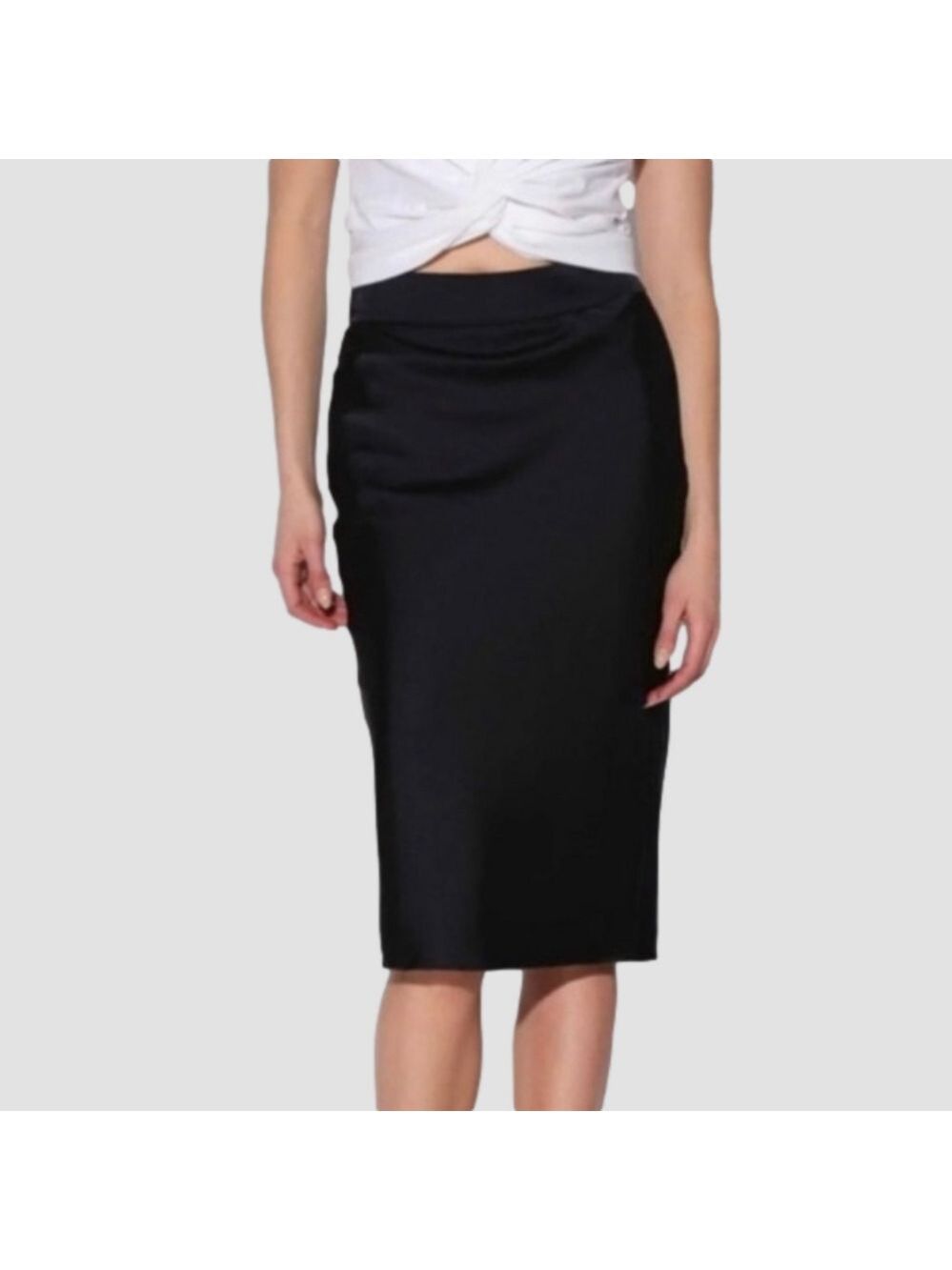 NWT. Walter Baker Daya Black Satin Slip Skirt Size 10